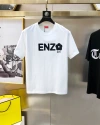 The new summer collection of black and white round-neck couple short-sleeved T-shirts with lettered crabapple flower prints for the European station is versatile, casual and sporty Specification image